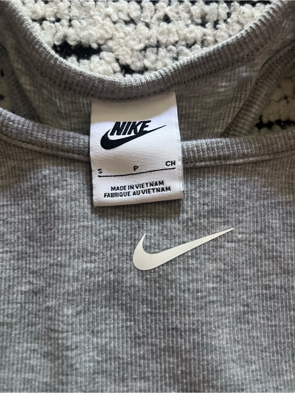 Nike Grey Ribbed Cropped Tank with White Swoosh - Picture 2 of 2
